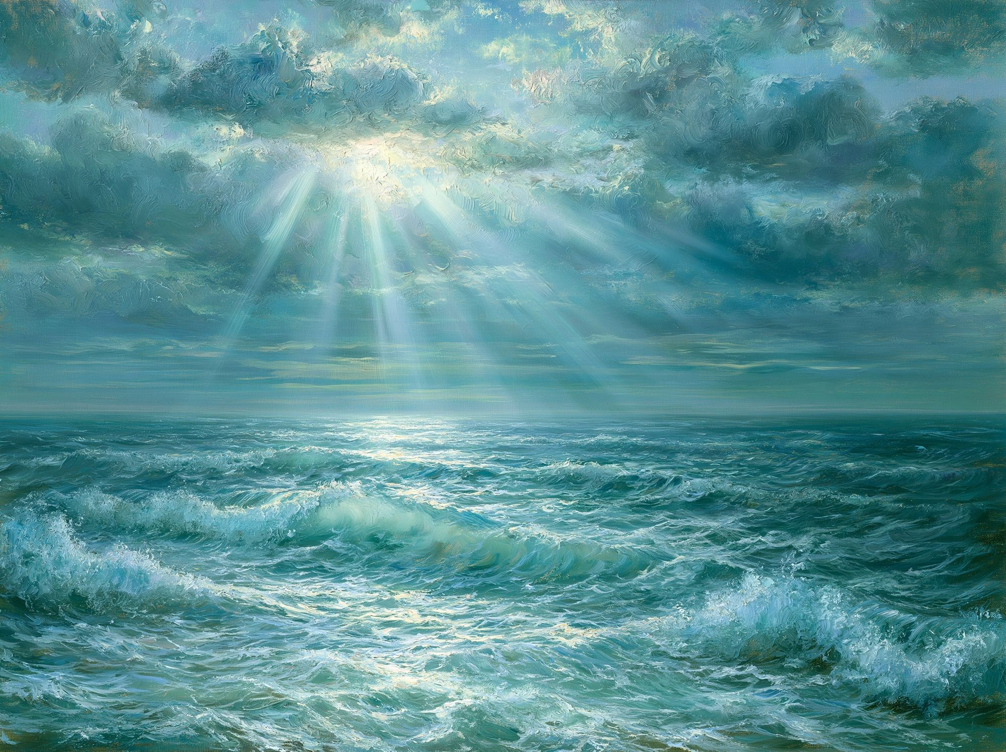 Sunlit Ocean Waves — Fine-Art Print. poster detail