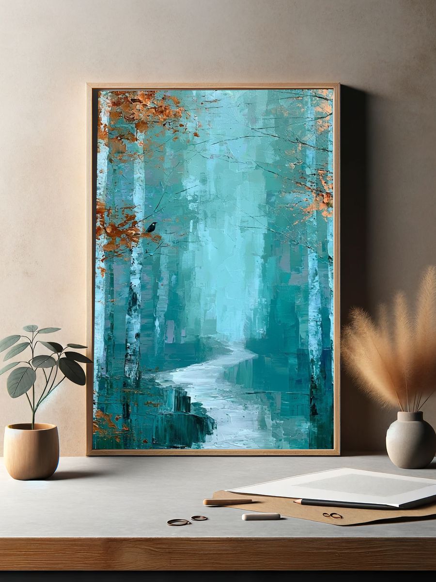 Misty Birch Forest — Fine-Art Print. — room view 2