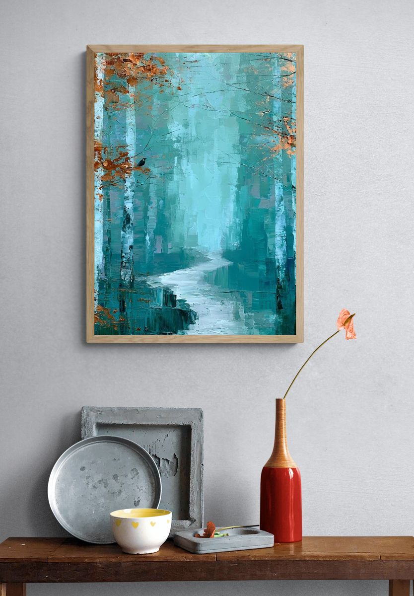 Misty Birch Forest — Fine-Art Print. — room view 3