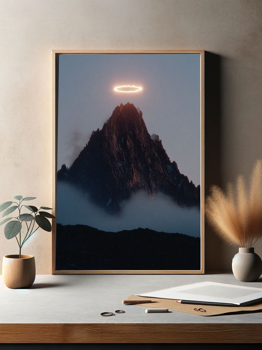 Ethereal Mountain Halo Print. — room view 2