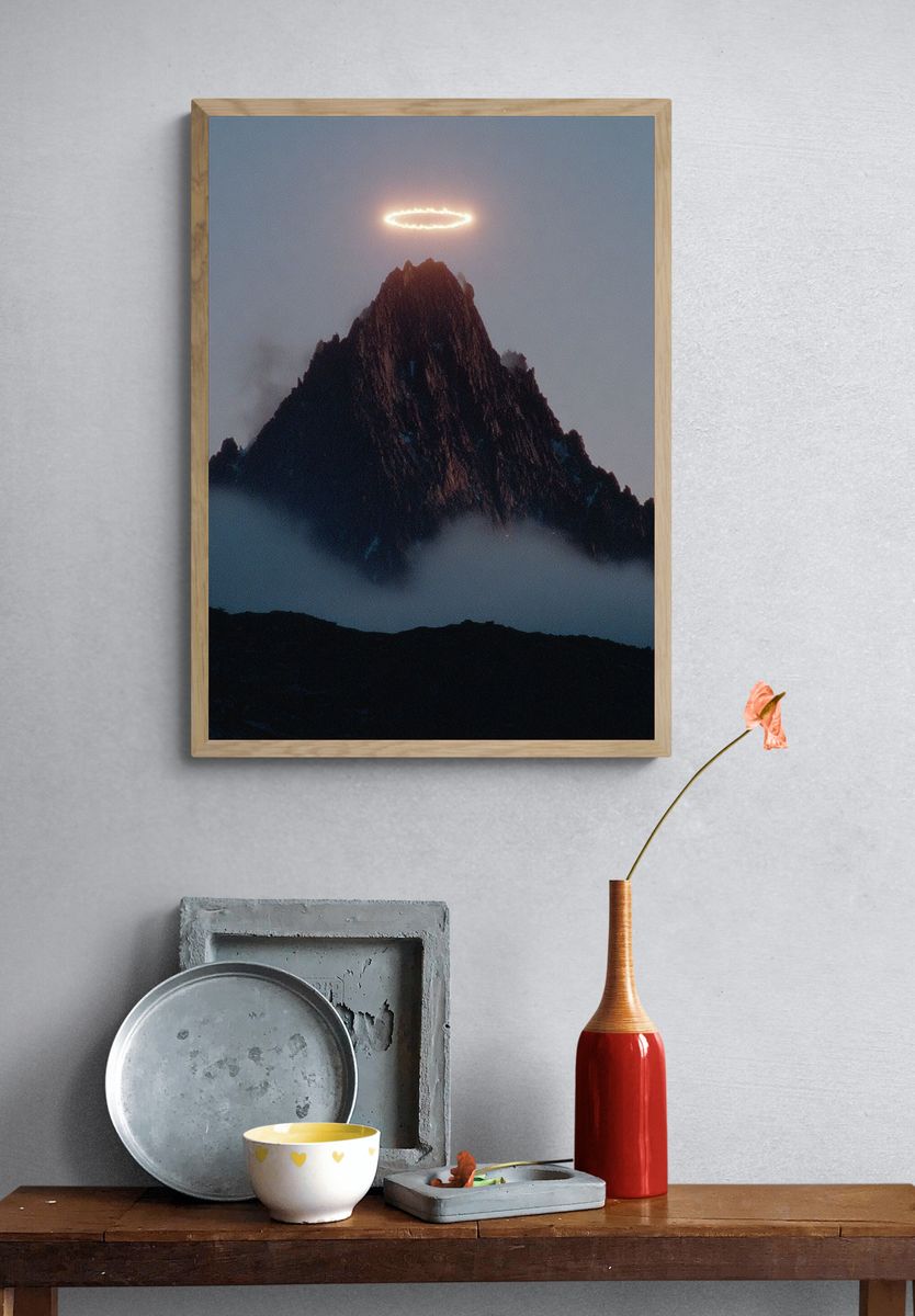 Ethereal Mountain Halo Print. — room view 3