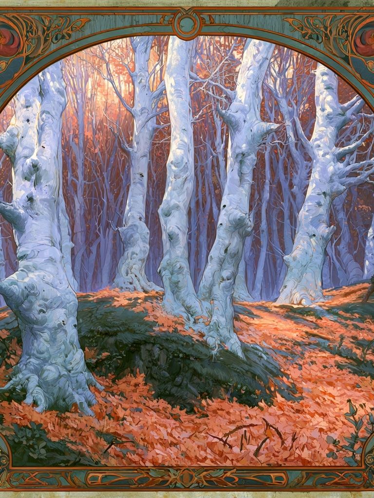 Winter Birch Forest Vintage Print. poster — nature art