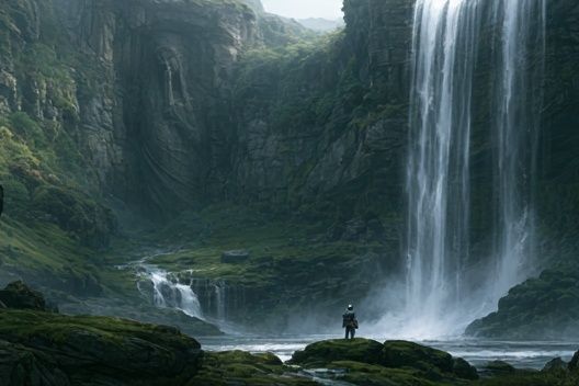 Misty Waterfall Canyon Poster. poster — nature art