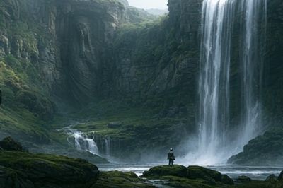 Misty Waterfall Canyon Poster.
