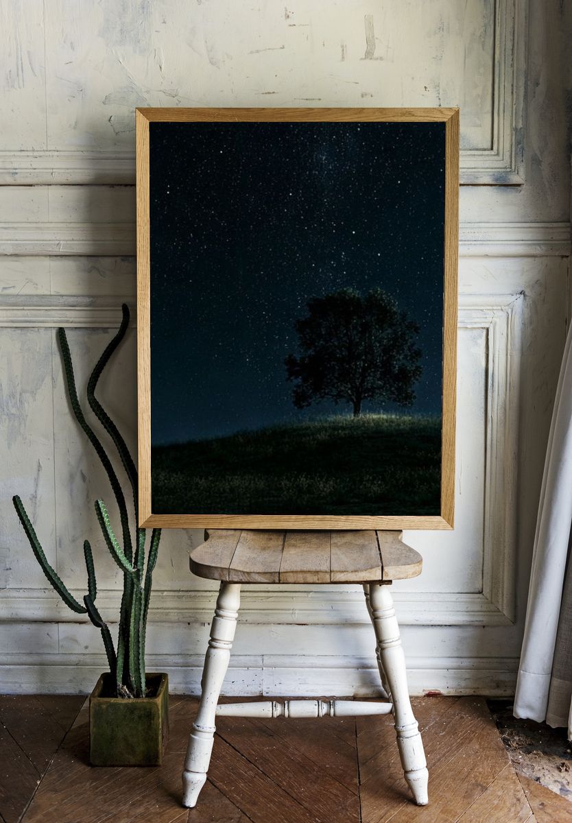 Starry Night Tree Poster. — room view 1