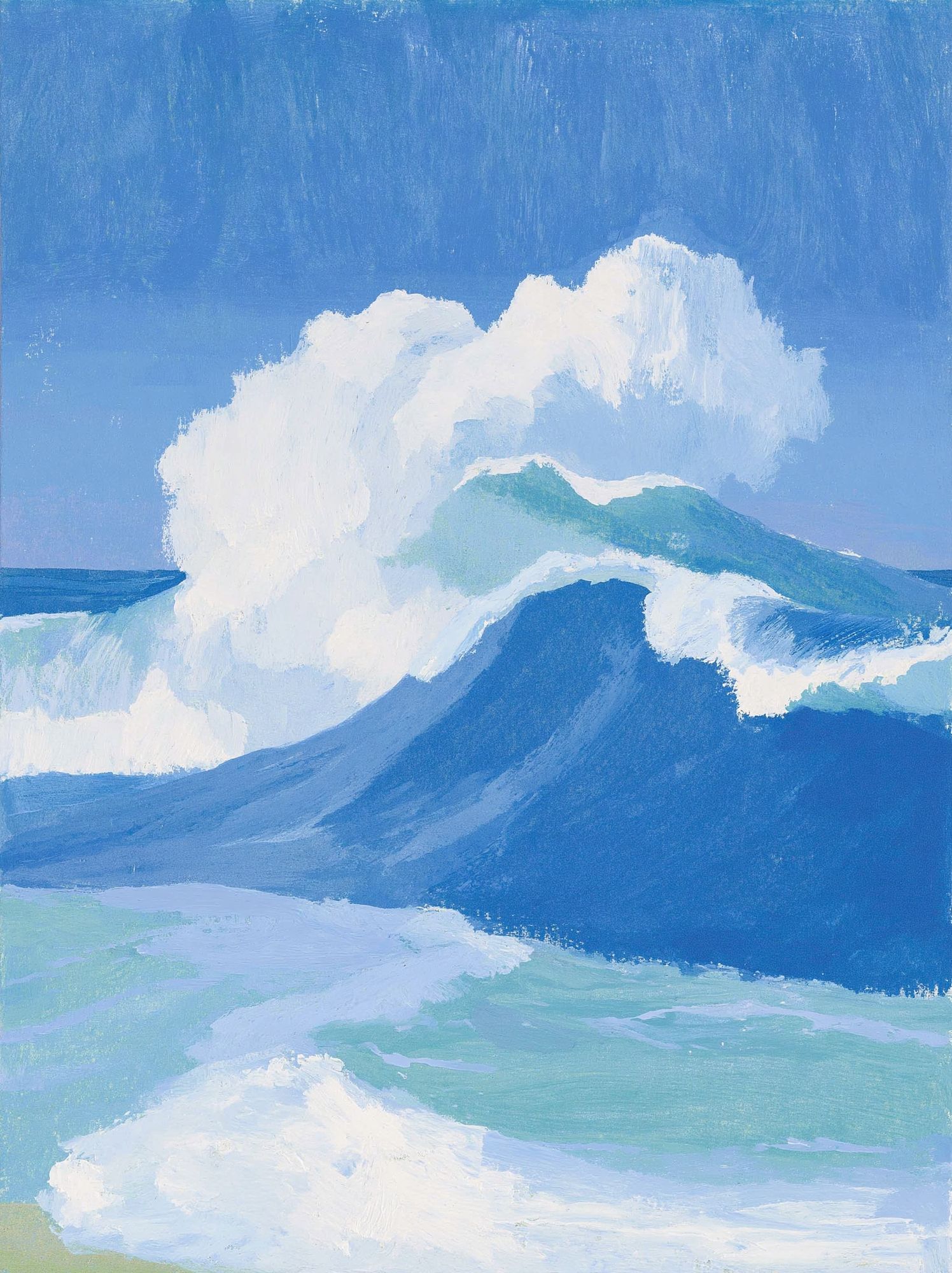 Blue Ocean Waves Illustration Print. poster detail