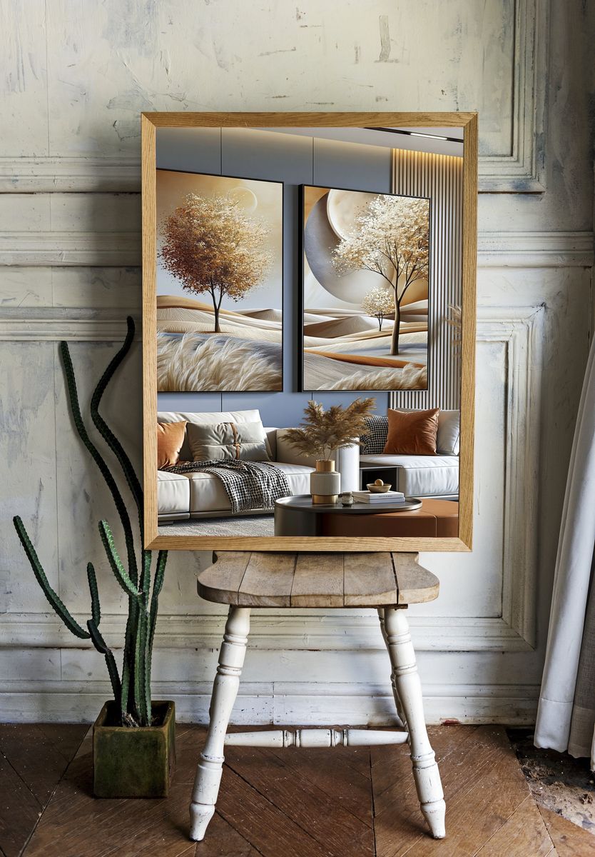 Golden Tree Desert Landscape Print. — room view 1