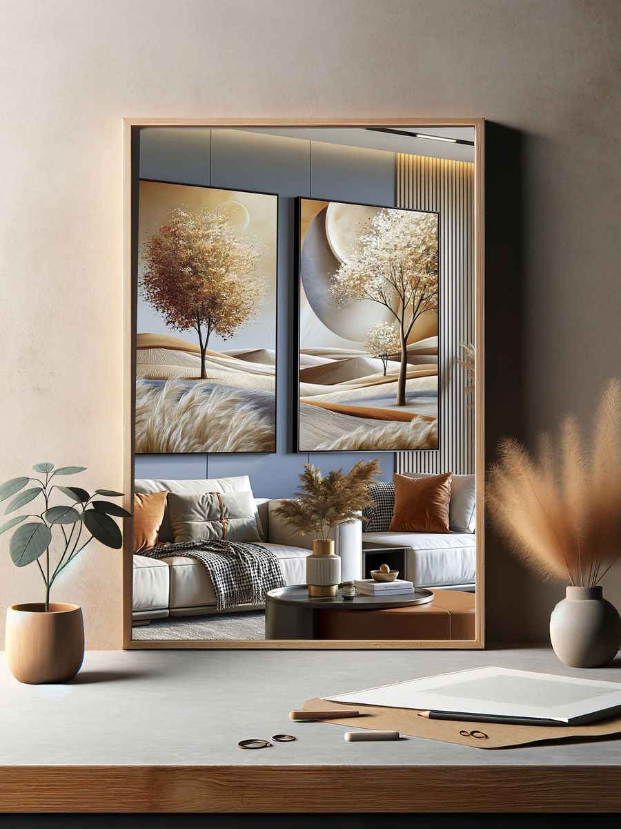 Golden Tree Desert Landscape Print. — room view 2