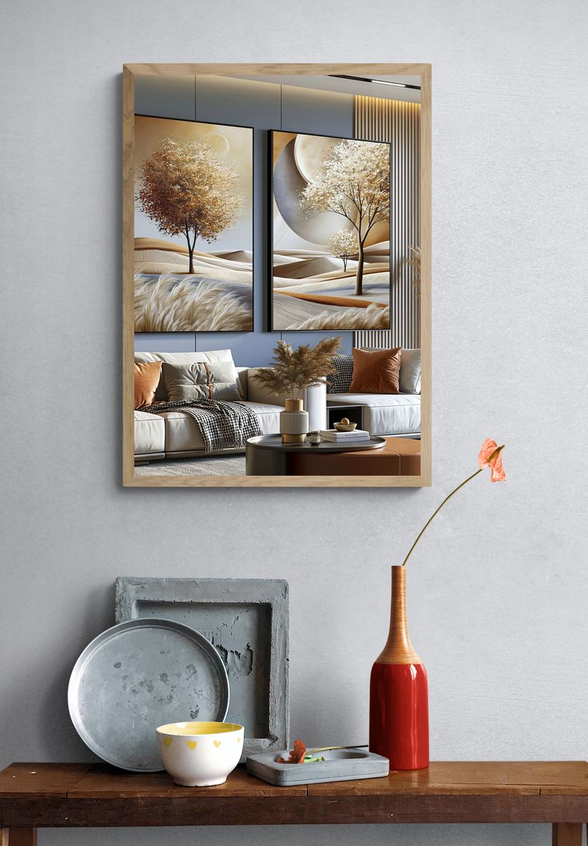 Golden Tree Desert Landscape Print. — room view 3