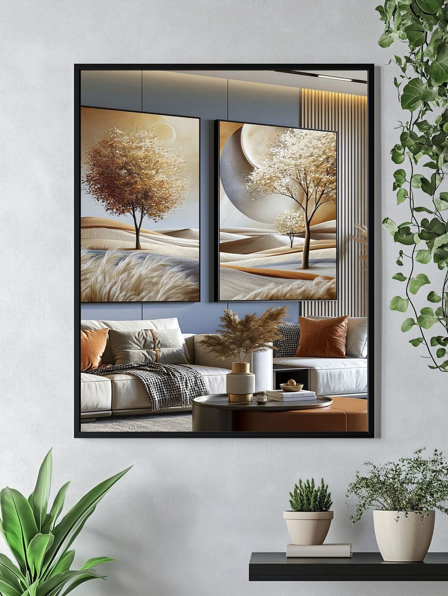 Golden Tree Desert Landscape Print. — room view 4