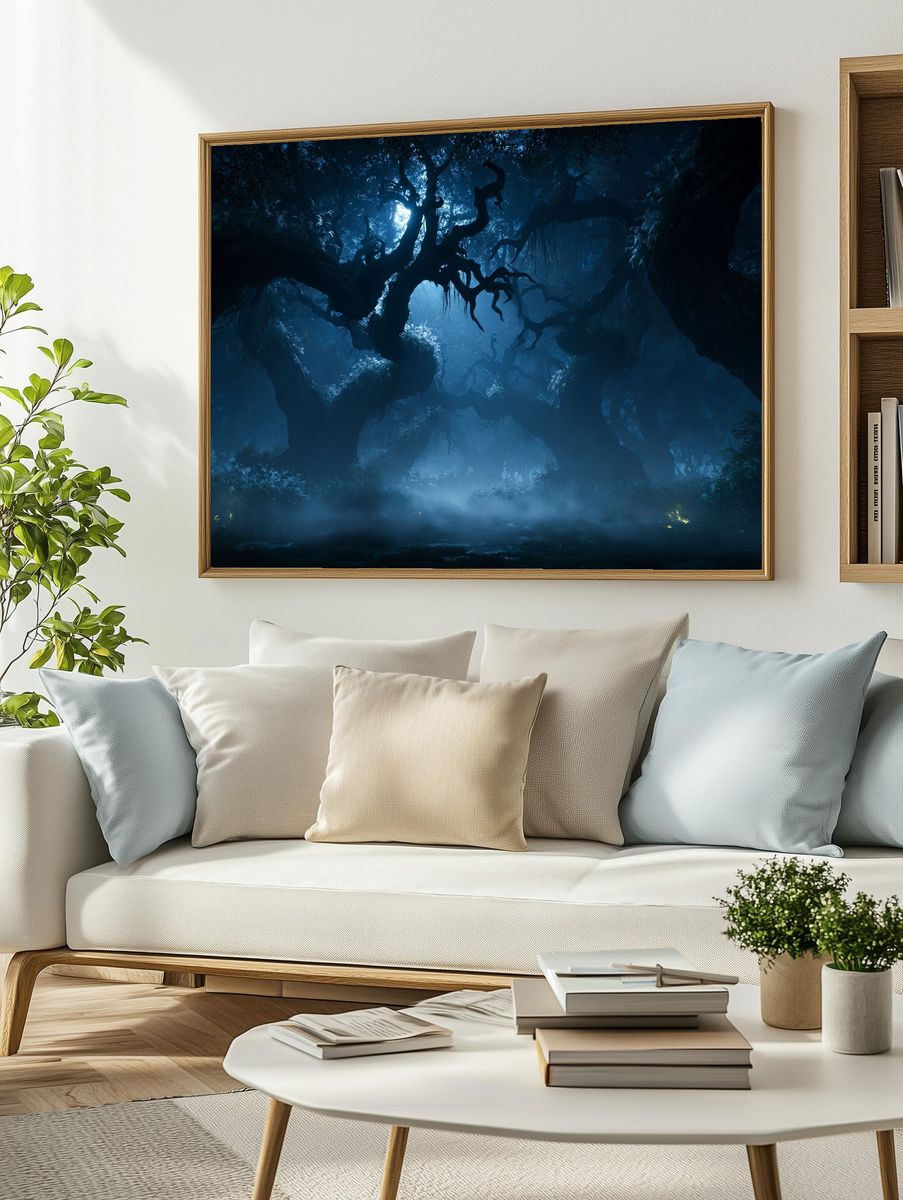 Moonlit Forest Canopy Poster. — room view 2