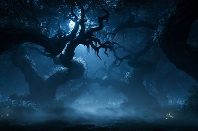 Moonlit Forest Canopy Poster. poster