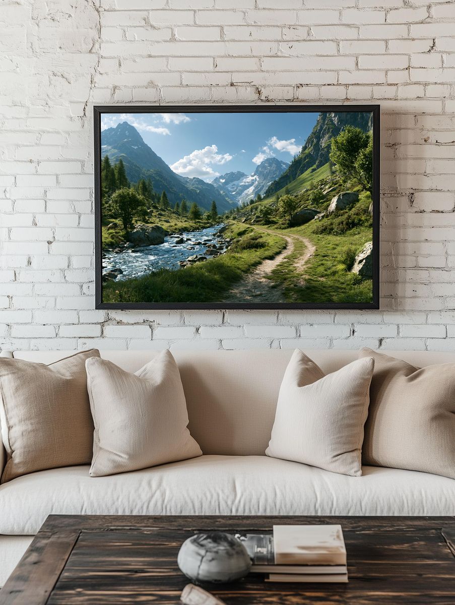 Alpine Valley River Landscape Poster. room preview