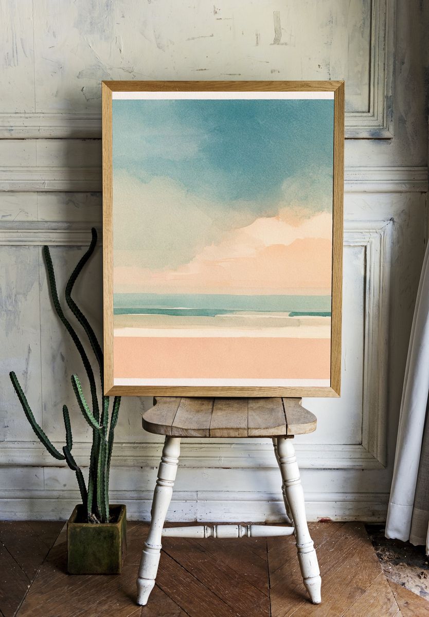 Pastel Seascape Watercolor Poster. — room view 1