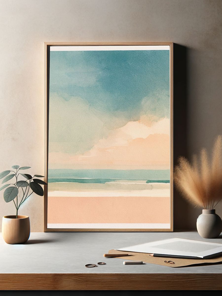 Pastel Seascape Watercolor Poster. — room view 2