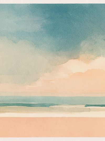 Pastel Seascape Watercolor Poster.