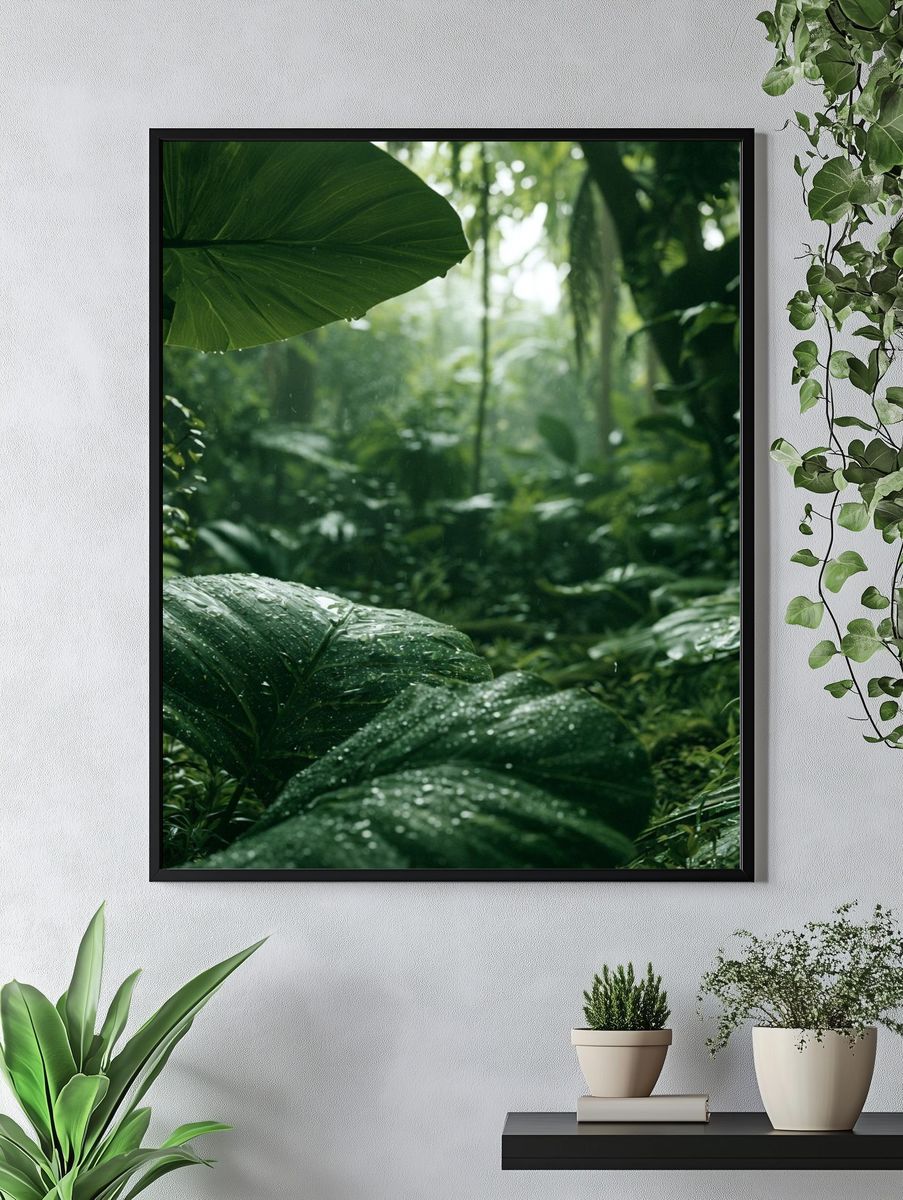 Rainforest Leaves Photography Poster. — room view 4