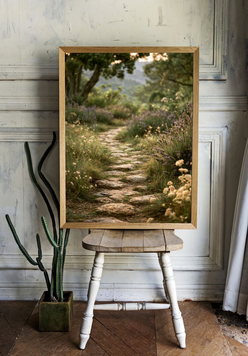 Wildflower Garden Path Photography Poster. room preview
