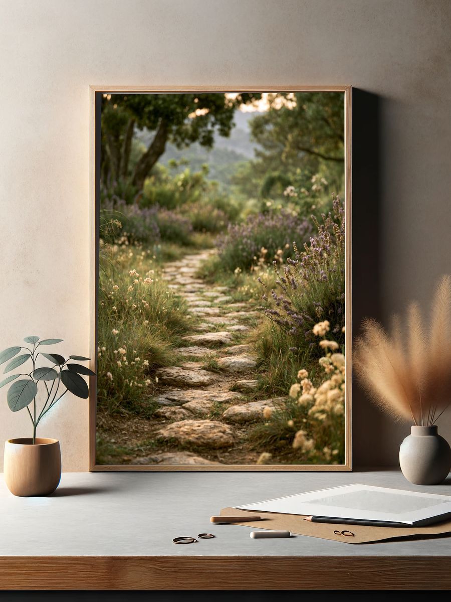 Wildflower Garden Path Photography Poster. — room view 2