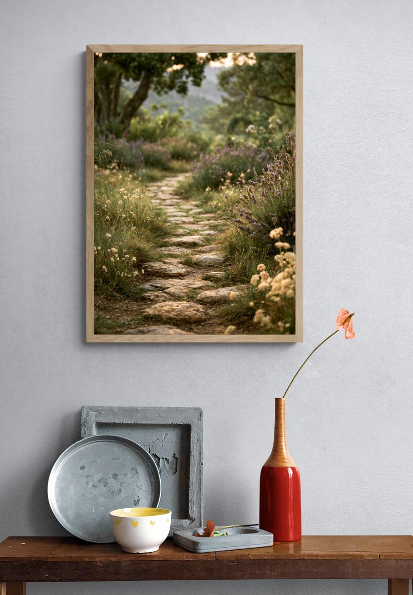 Wildflower Garden Path Photography Poster. — room view 3