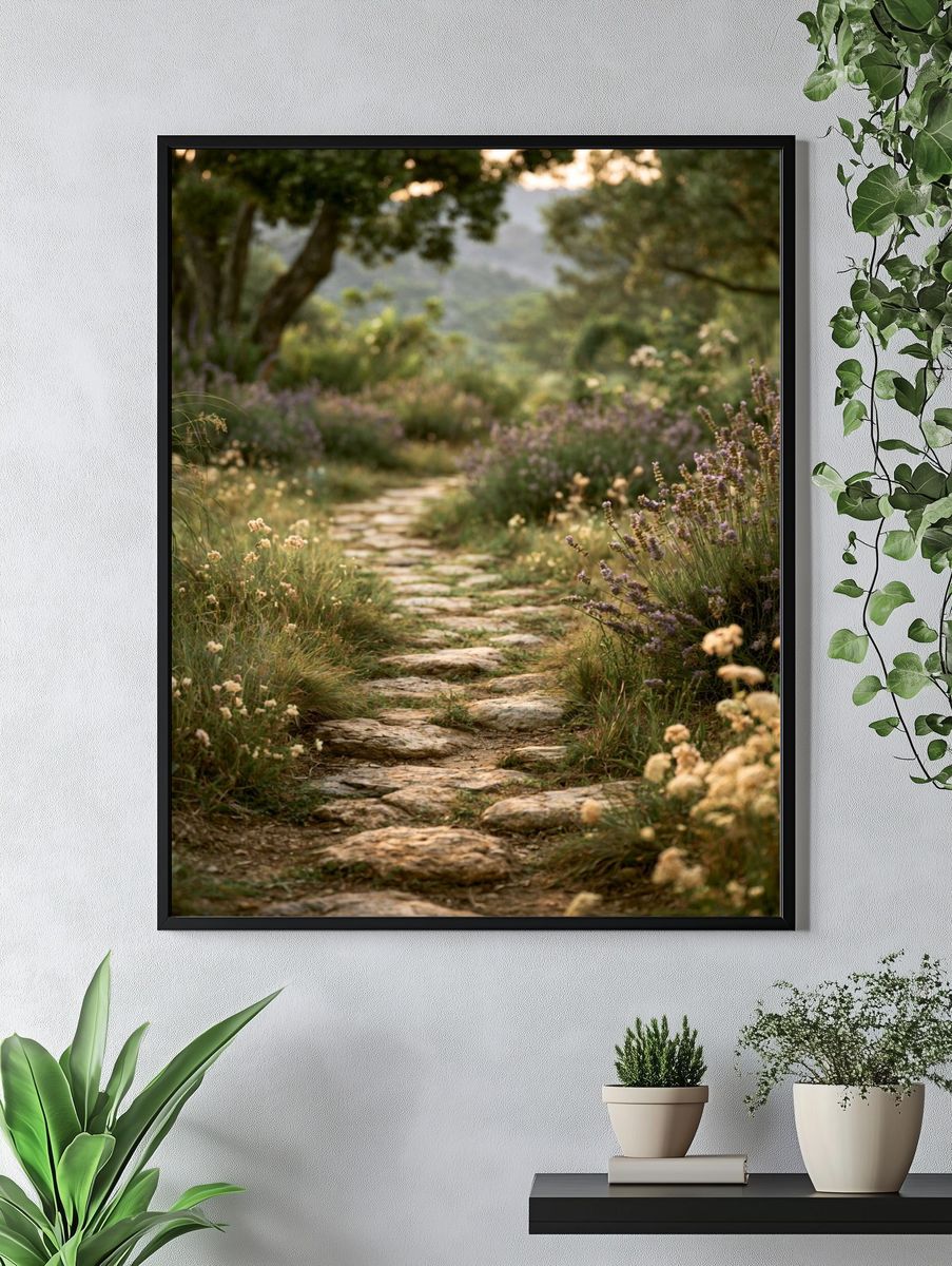 Wildflower Garden Path Photography Poster. — room view 4