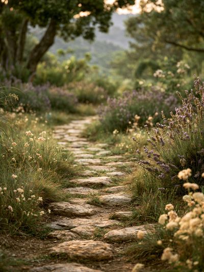 Wildflower Garden Path Photography Poster.