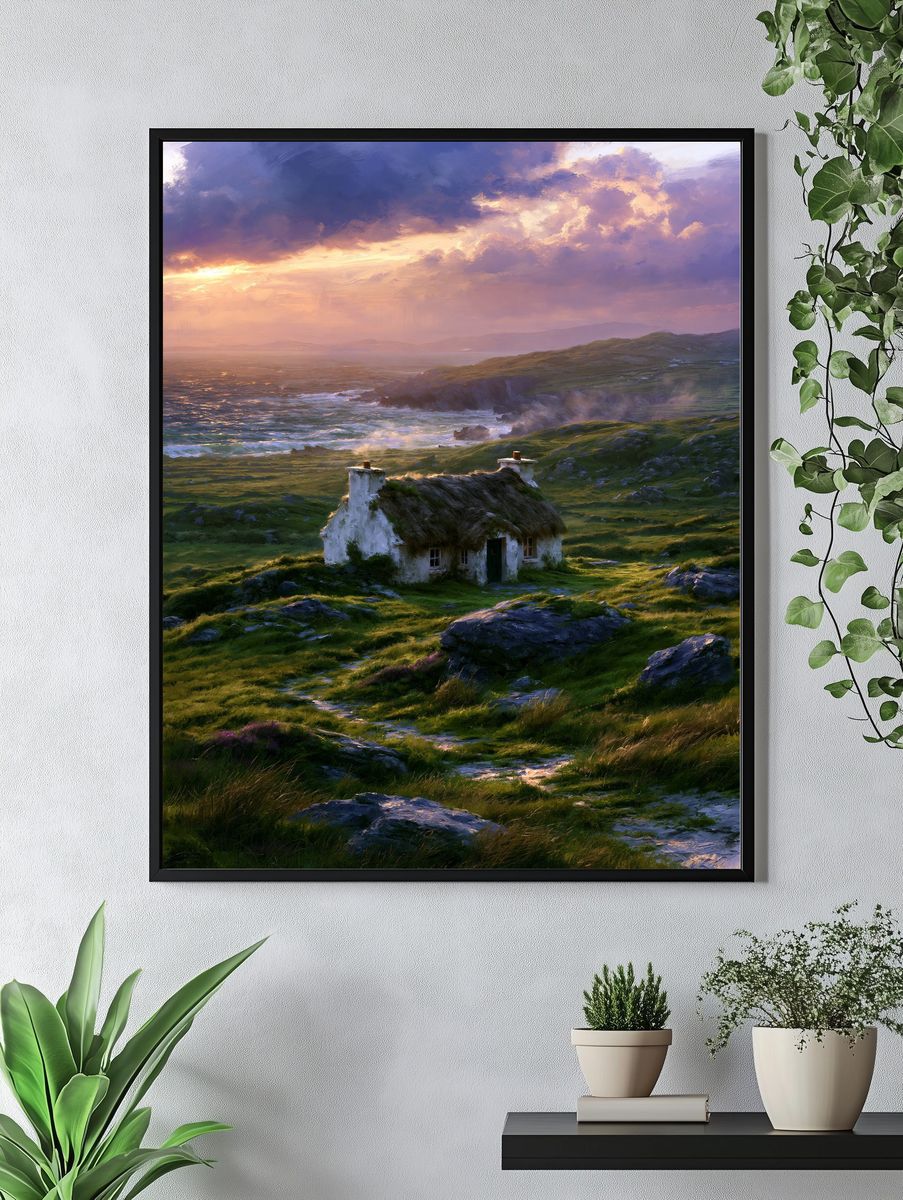 Coastal Cottage Sunset Print. — room view 4