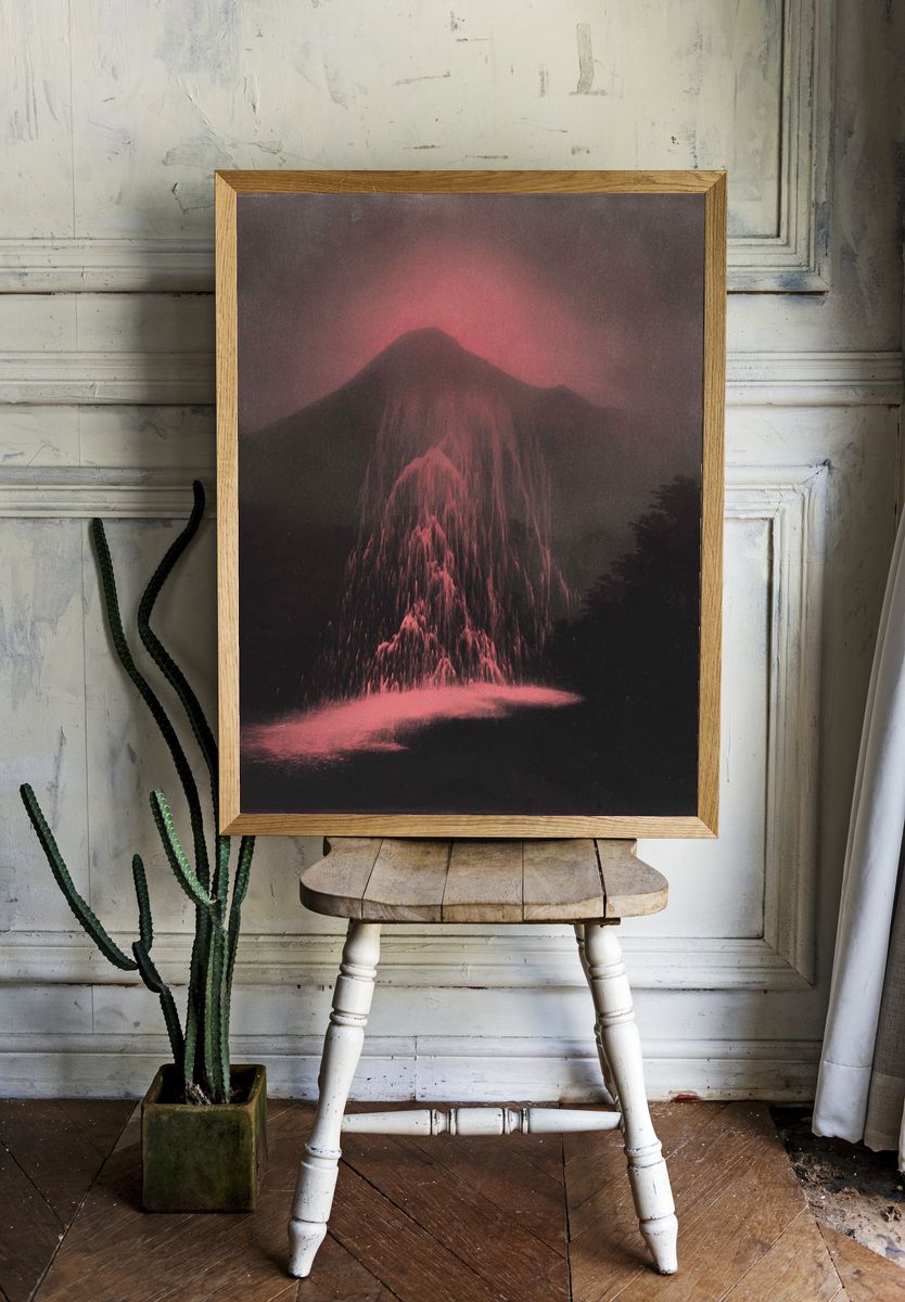 Pink Volcano Landscape Print room preview