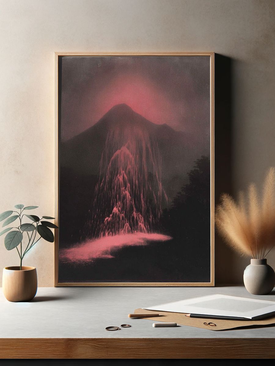 Pink Volcano Landscape Print. — room view 2