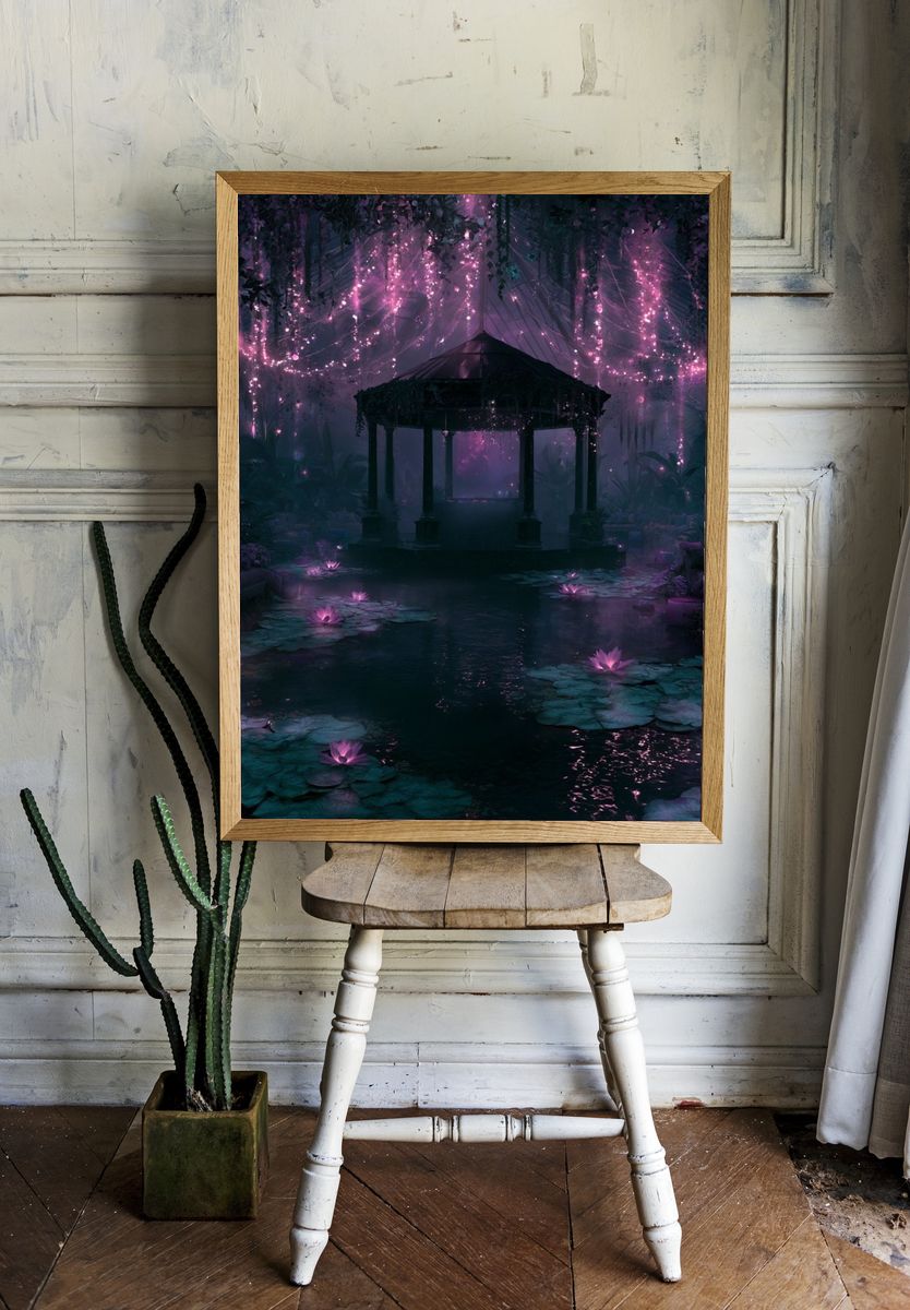 Enchanted Moonlit Garden Print. room preview