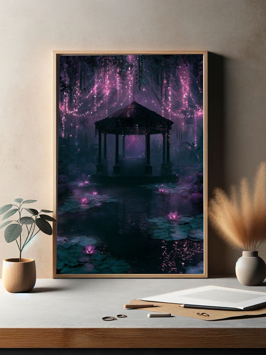 Enchanted Moonlit Garden Print. — room view 2