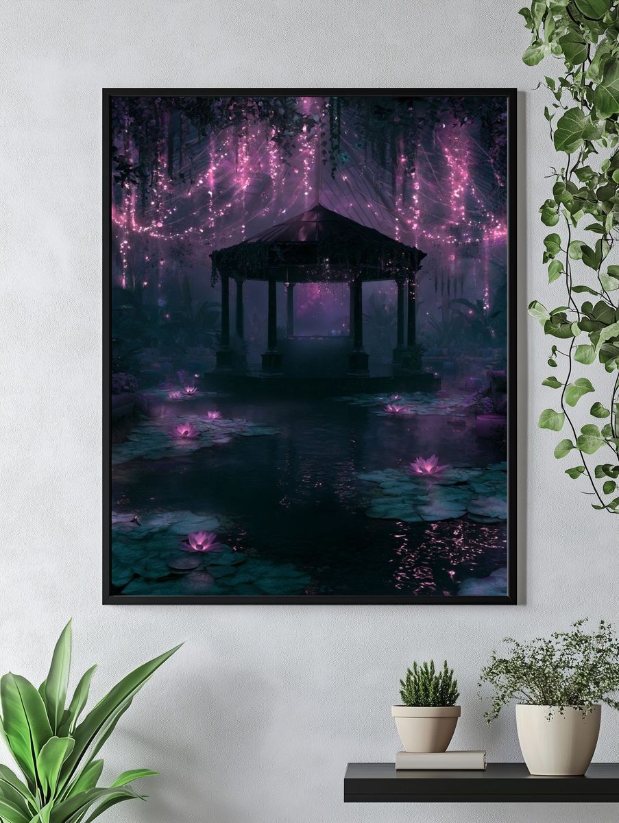 Enchanted Moonlit Garden Print. — room view 4