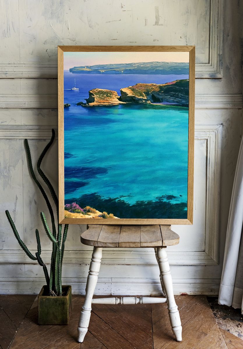 Mediterranean Cliffs Coastal Print. room preview