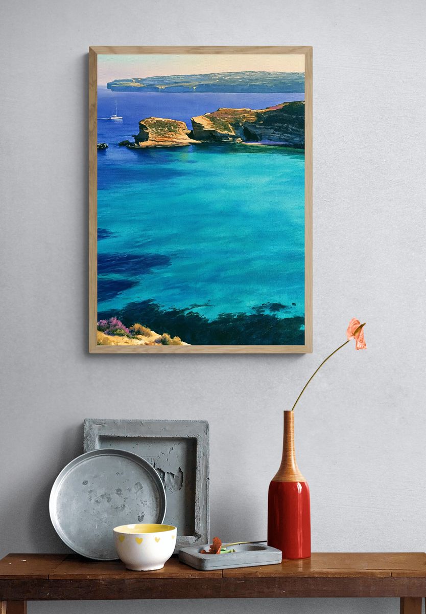 Mediterranean Cliffs Coastal Print. — room view 3