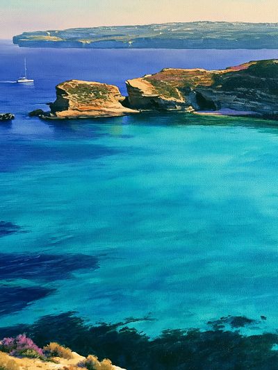 Mediterranean Cliffs Coastal Print.