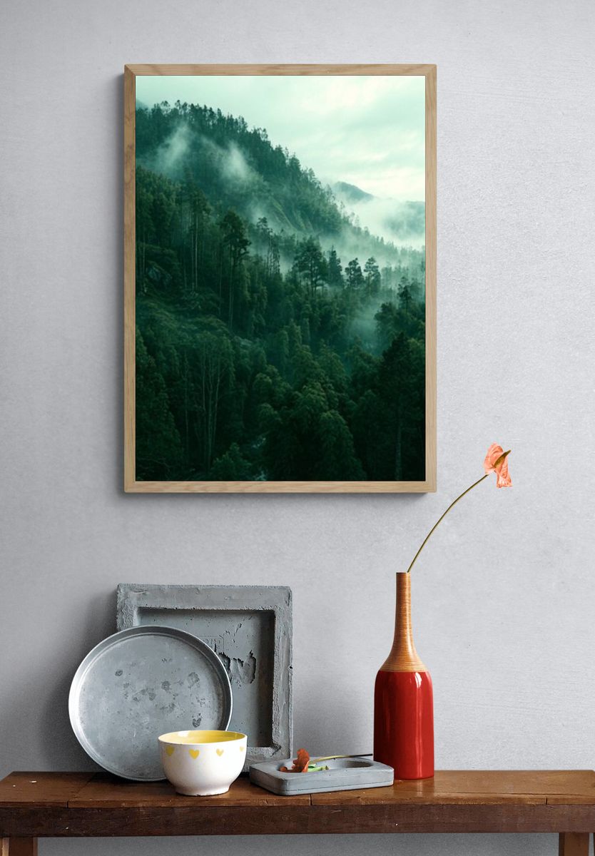 Misty Forest Landscape Poster. — room view 3
