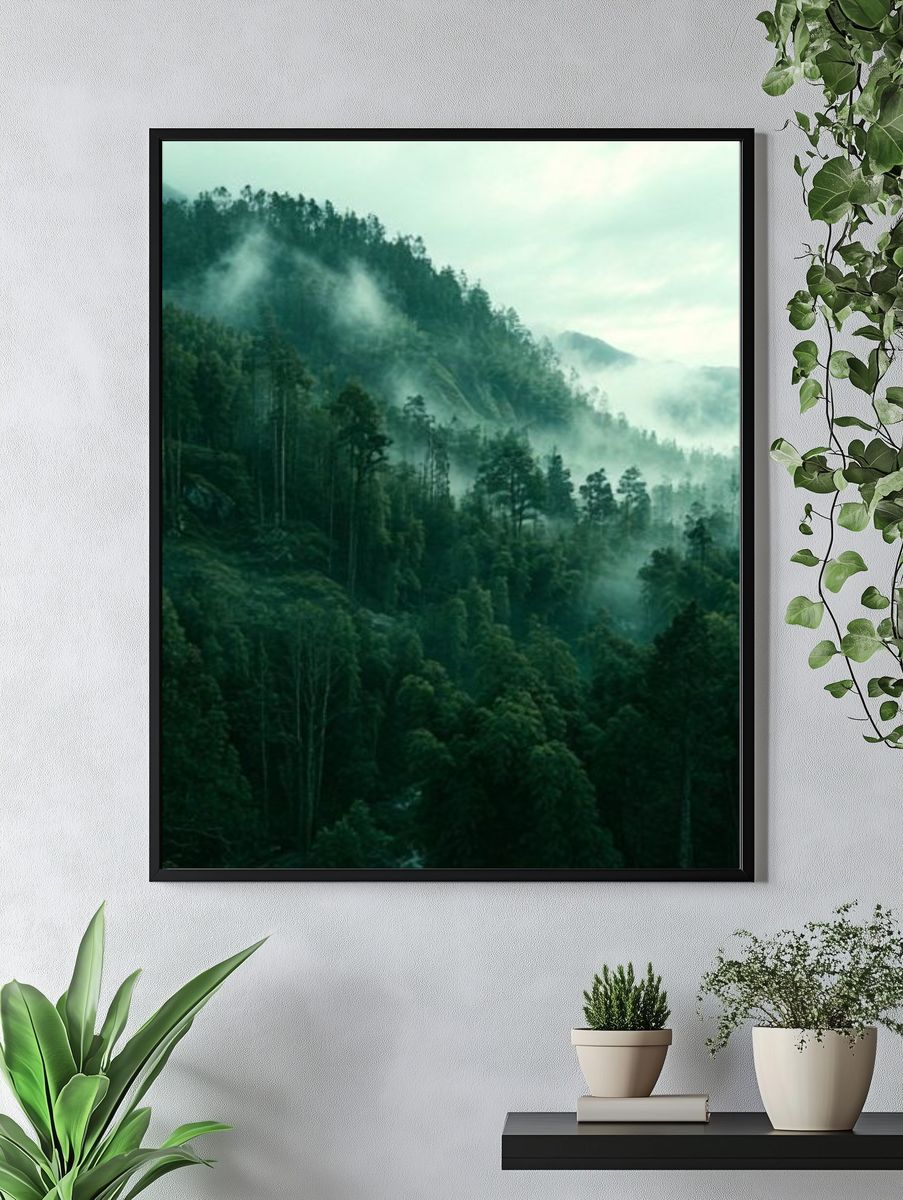 Misty Forest Landscape Poster. — room view 4