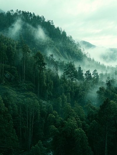 Misty Forest Landscape Poster.