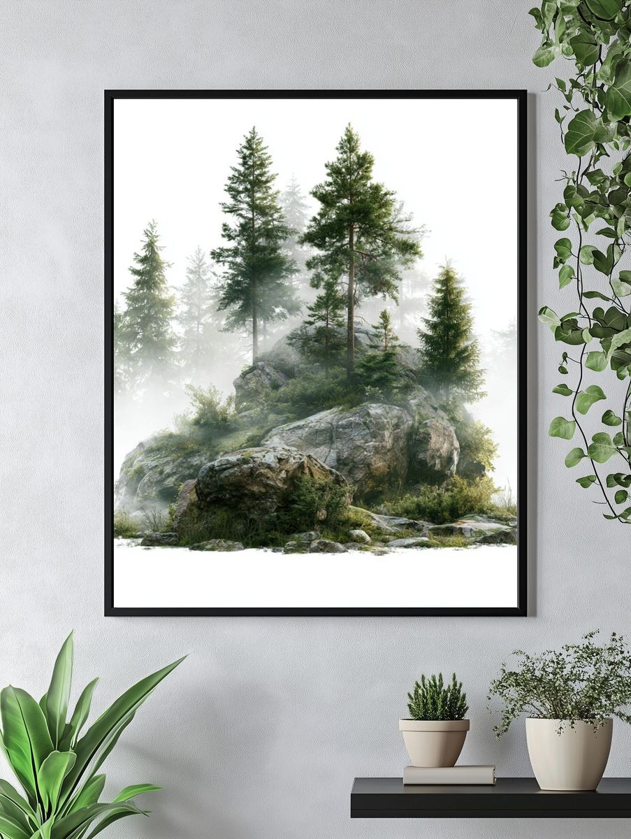 Misty Pine Rockscape Poster. — room view 4