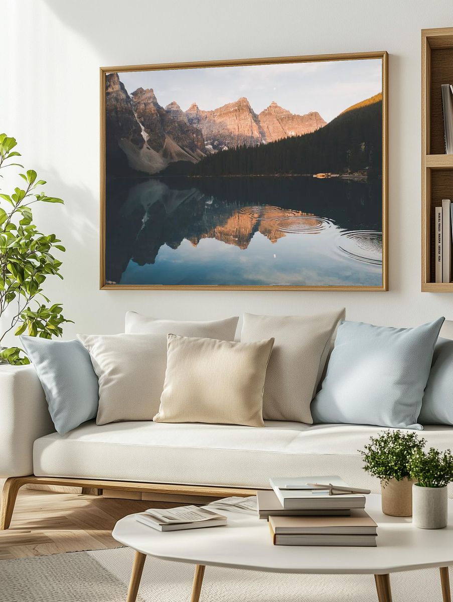 Misty Mountain Lake Landscape Poster. — room view 2