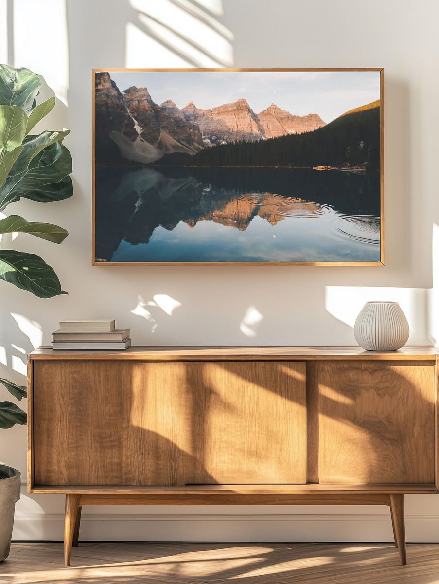 Misty Mountain Lake Landscape Poster. — room view 3