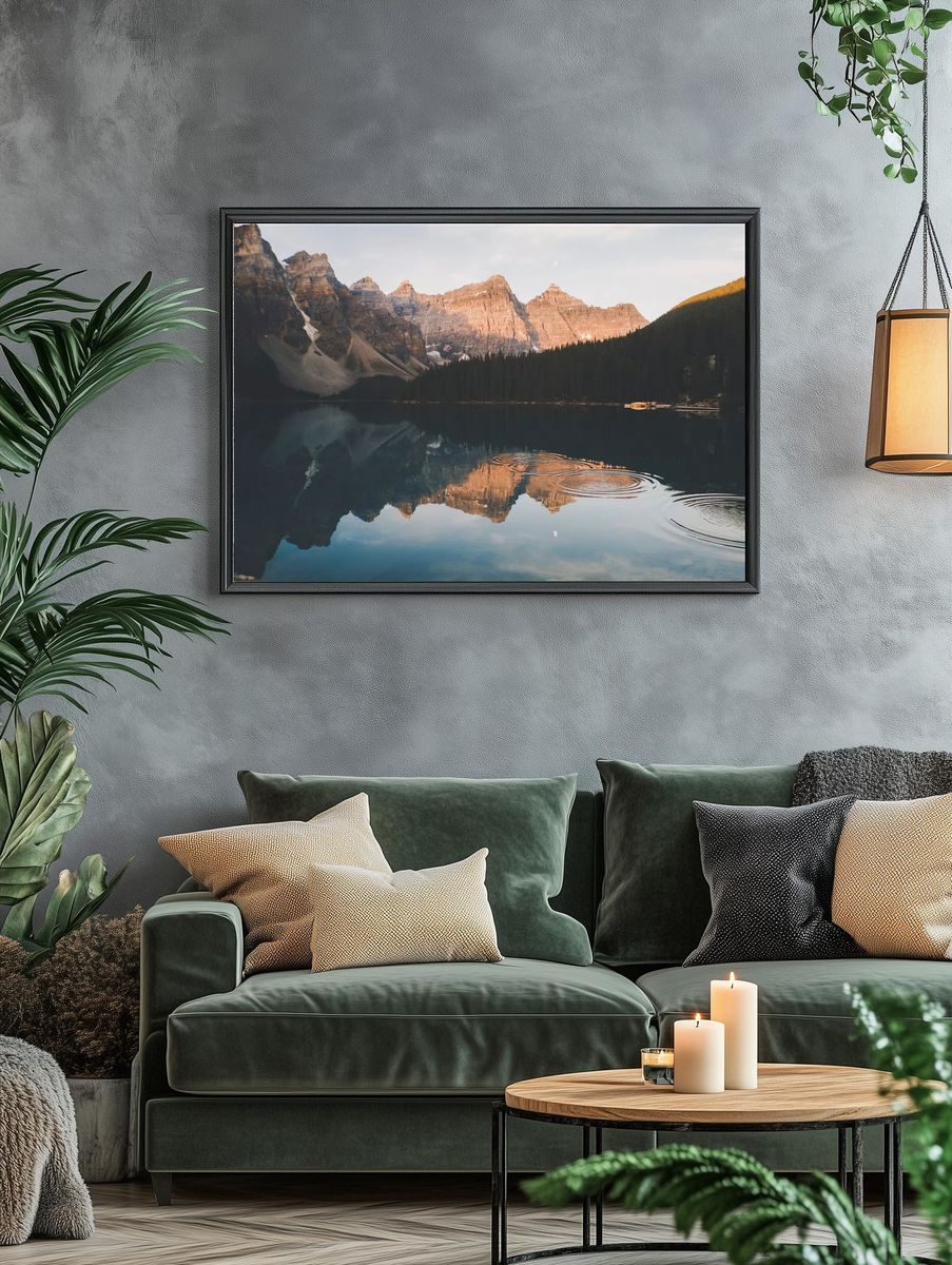 Misty Mountain Lake Landscape Poster. — room view 4