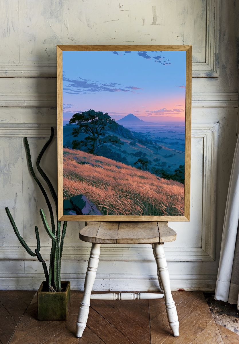 Sunset Mountain Meadow Print. — room view 1
