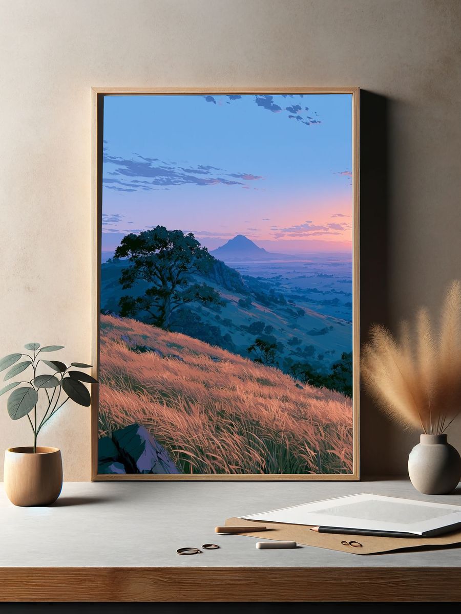 Sunset Mountain Meadow Print. — room view 2
