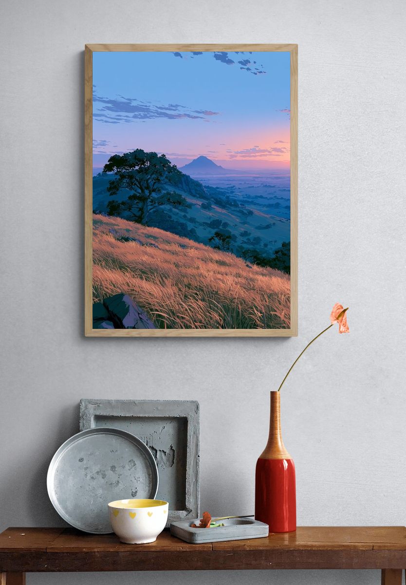 Sunset Mountain Meadow Print. — room view 3