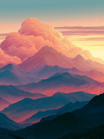 Pastel Mountain Sunrise Print.
