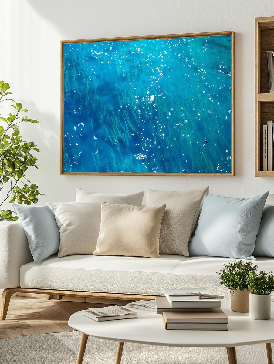 Underwater Grass and Petals — Nature Print. — room view 2