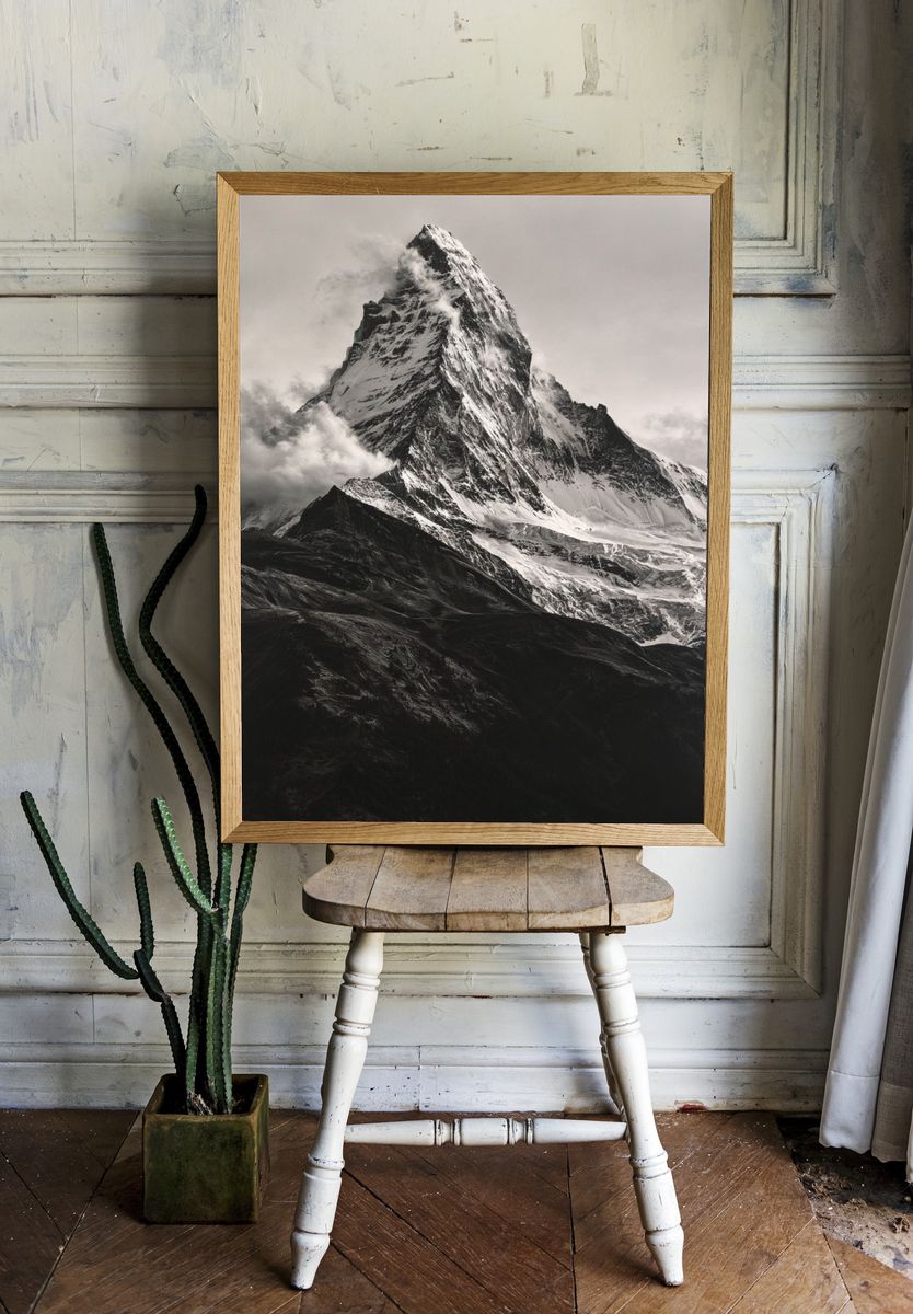Snowy Mountain Peak Photography Poster. — room view 1