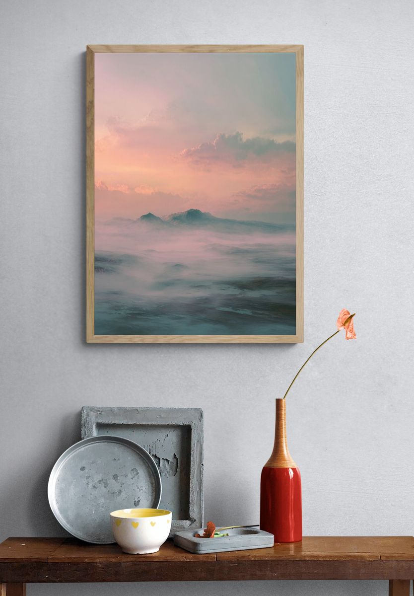 Pastel Misty Seascape Print. — room view 3