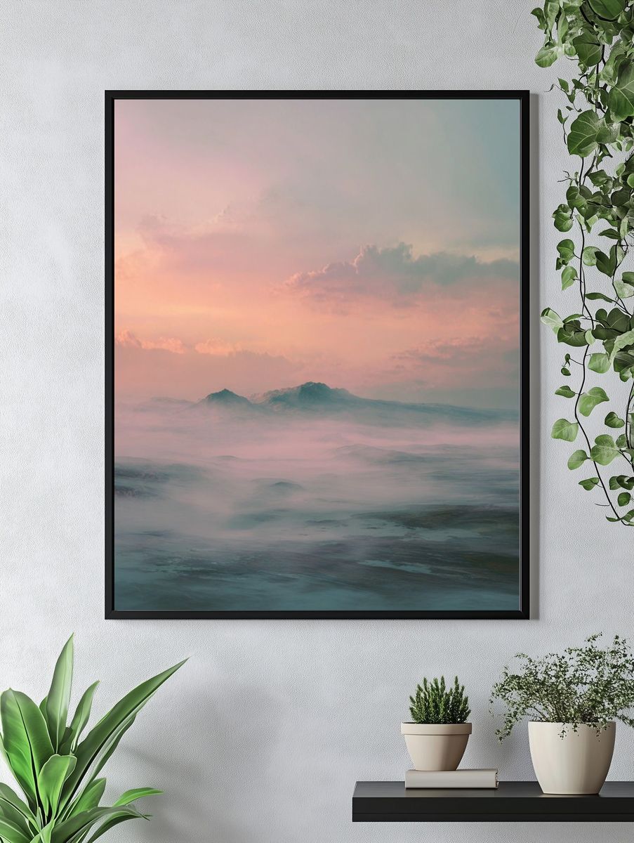 Pastel Misty Seascape Print. — room view 4